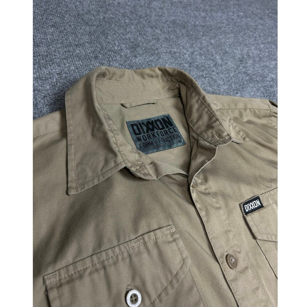 Dixxon Work Force Shirt Mens Medium Beige Mechanic Workwear Long Sleeve Tan